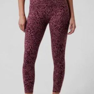 Athleta Salutation Stash Pocket II 7/8 Tights Ocelot Spot Tawny Rose Medium